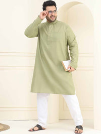 SOJANYA Plus Mandarin Collar Long Sleeves Cotton Straight Kurta