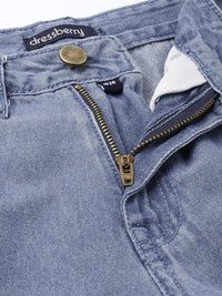 DressBerry Women Fresh And Modern Distressed Pure Cotton Flared Jeans