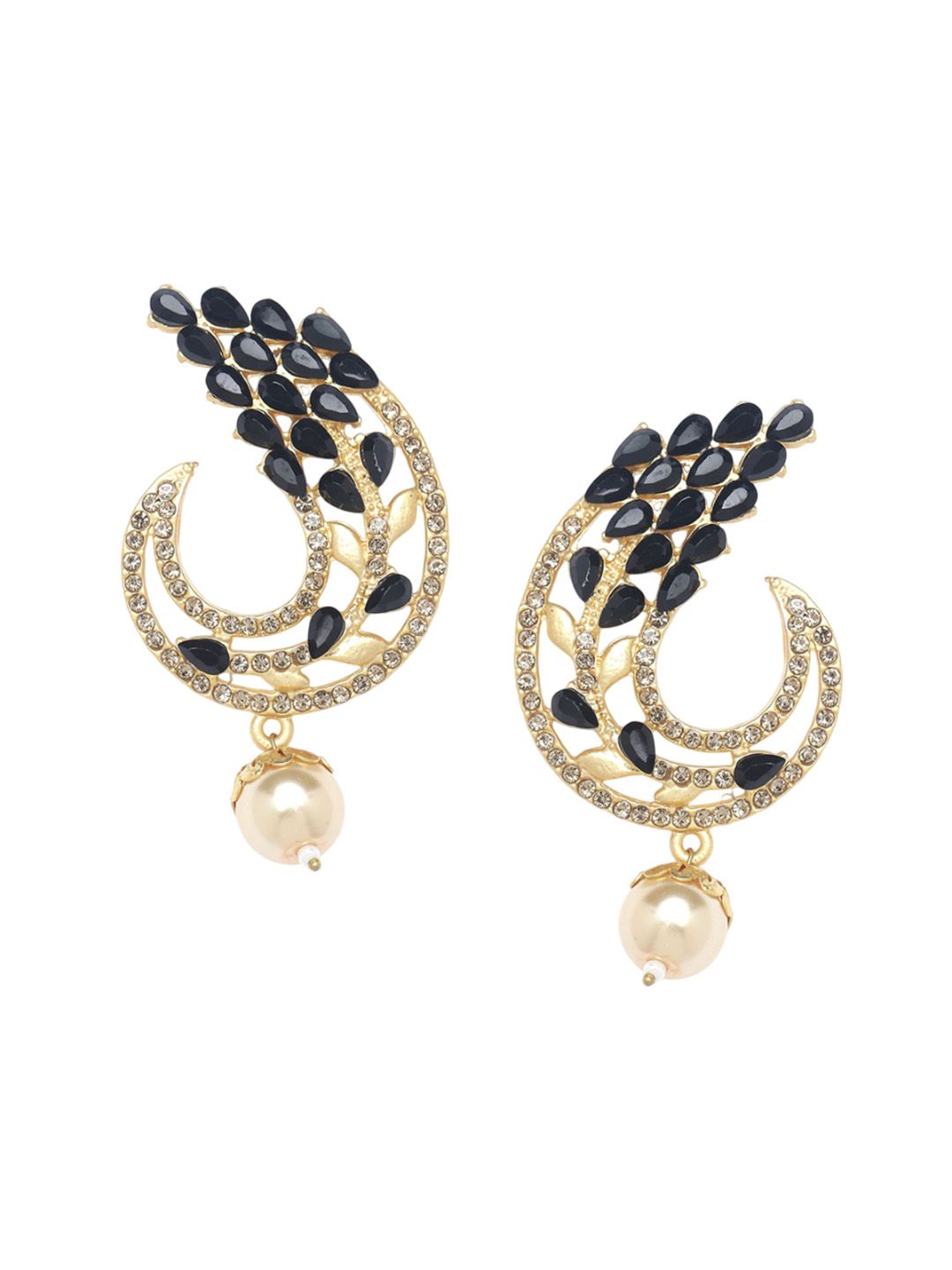 Anouk Gold Plated Cubic Zirconia Studded Contemporary Drop Earrings