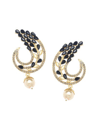 Anouk Gold Plated Cubic Zirconia Studded Contemporary Drop Earrings