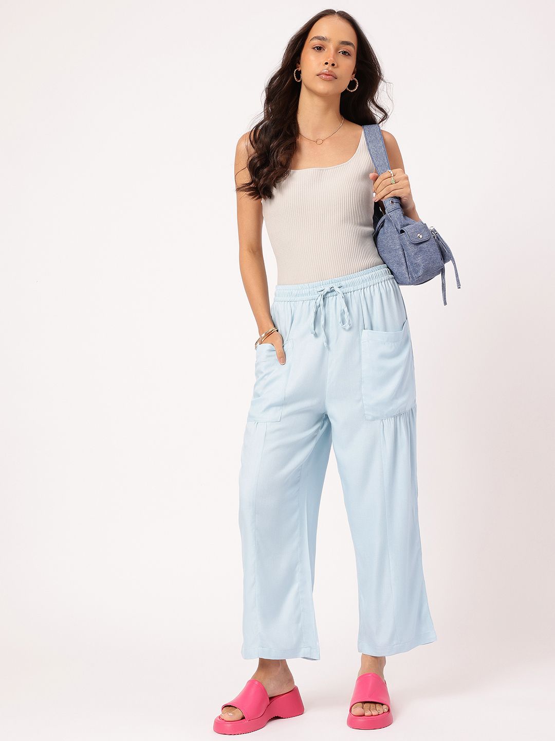 DressBerry Women Timeless Tapestry Relaxed Fit Trousers with Box Pockets