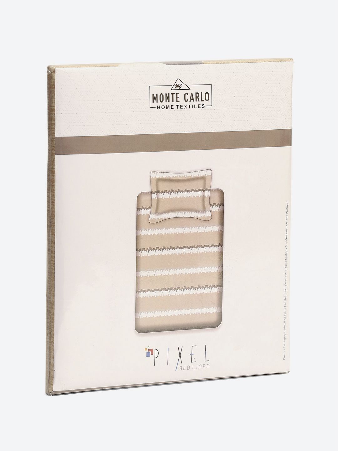 Monte Carlo Pixel Beige & Grey Printed 120 TC Single Bedsheet Set 1.52 m x 2.30 m