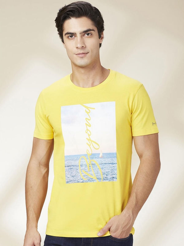 Menjadi lelaki manusia grafik dicetak kapas kapas t-shirt Slim Fit