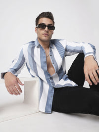 VASTRADO Men Stripes Striped Classic Slim Fit Cotton Casual Shirt