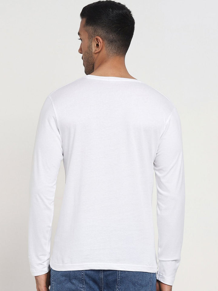 Bewakoof Men White Solid Full Sleeve T-shirt