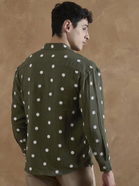 DENNISON Muslin Double Gauge Embroidered Shirt
