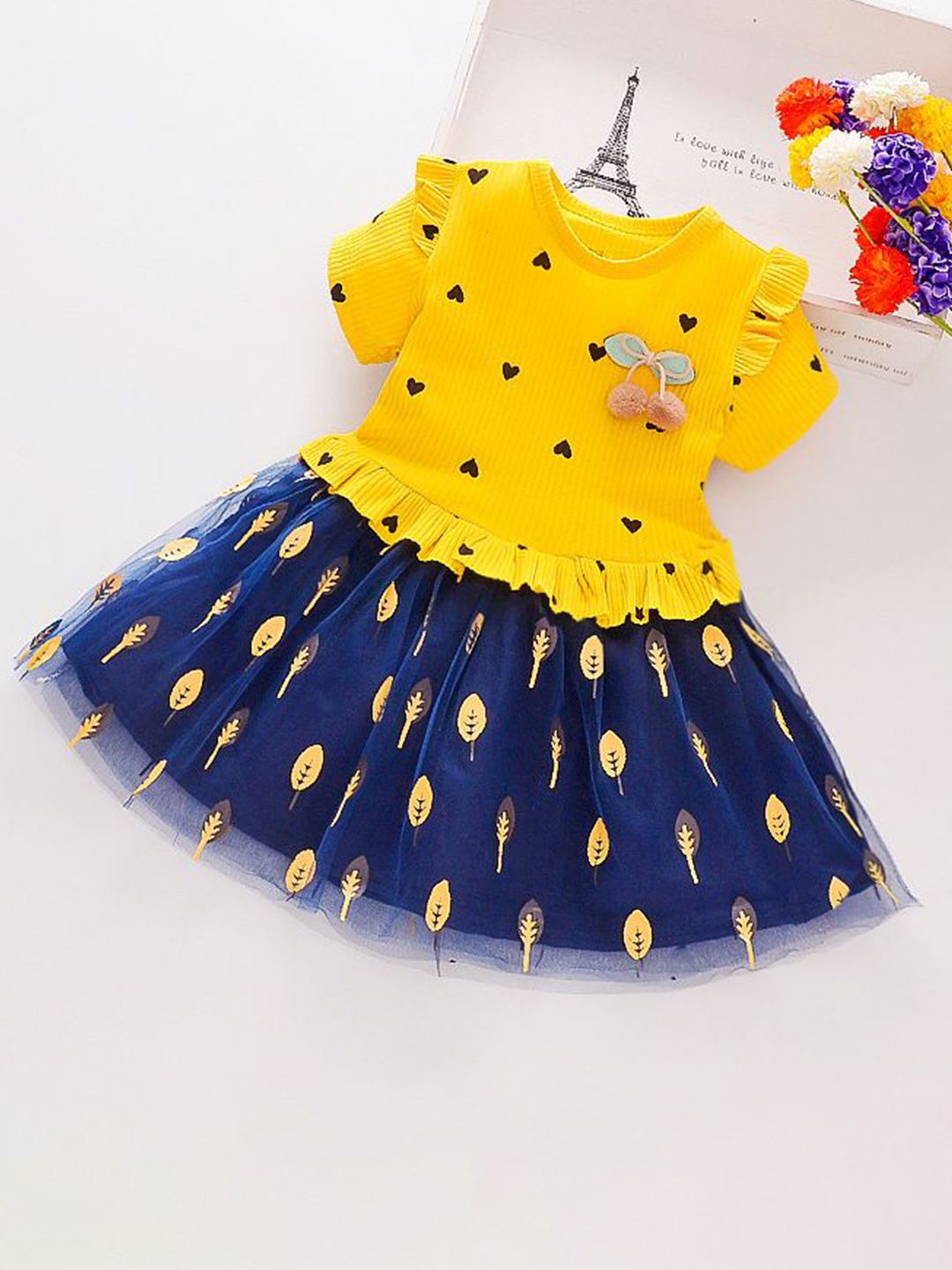 YK Applique Girls Fit & Flare Dress