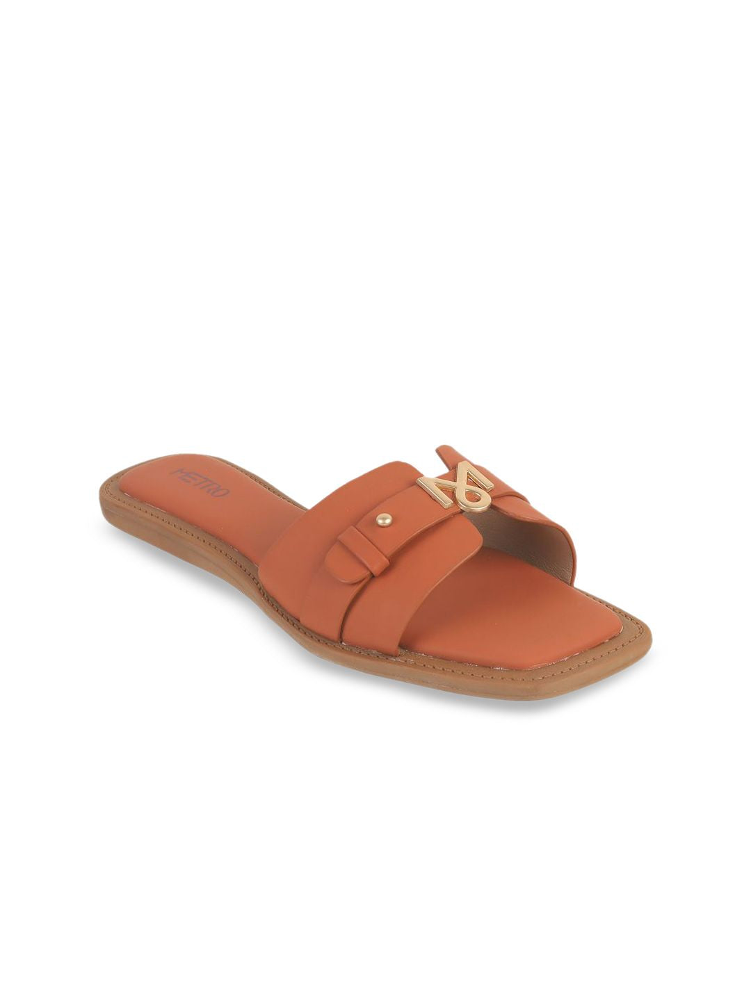 Metro Women Embellished Open Toe Flats