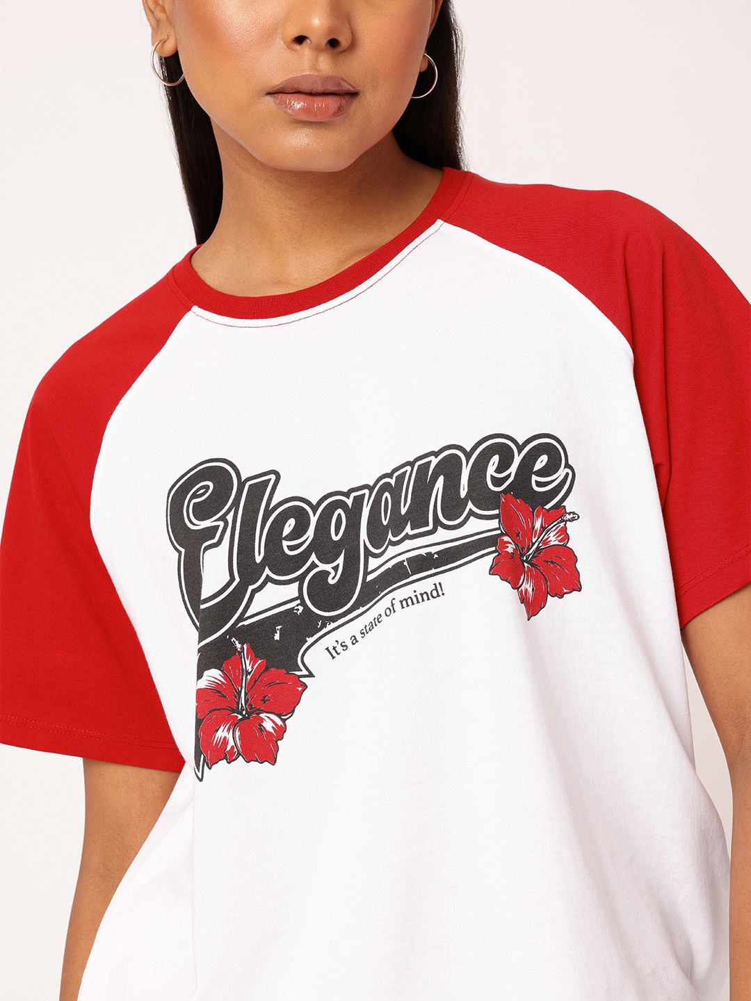 DressBerry Timeless Elegance Printed Raglan Sleeves Relaxed Fit T-shirt