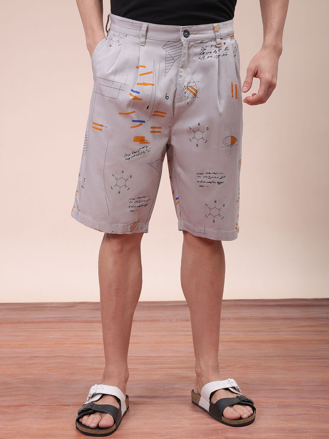 The Indian Garage Co Men Geometric Printed Mid-Rise Shorts