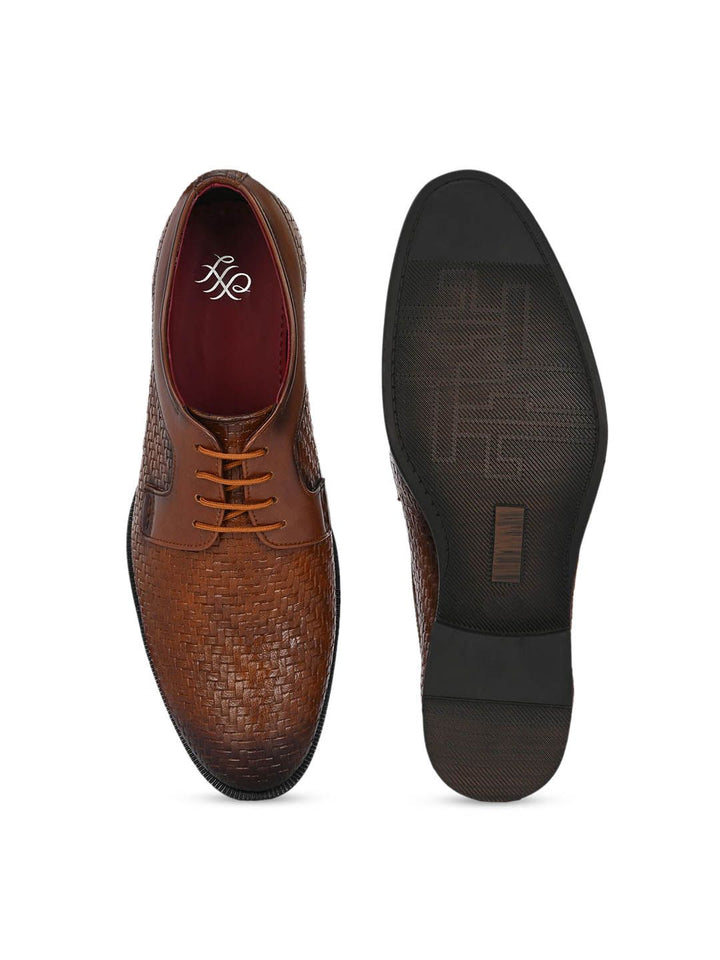 House Of Pataudi Men Textured Formal Lace Up Derbys