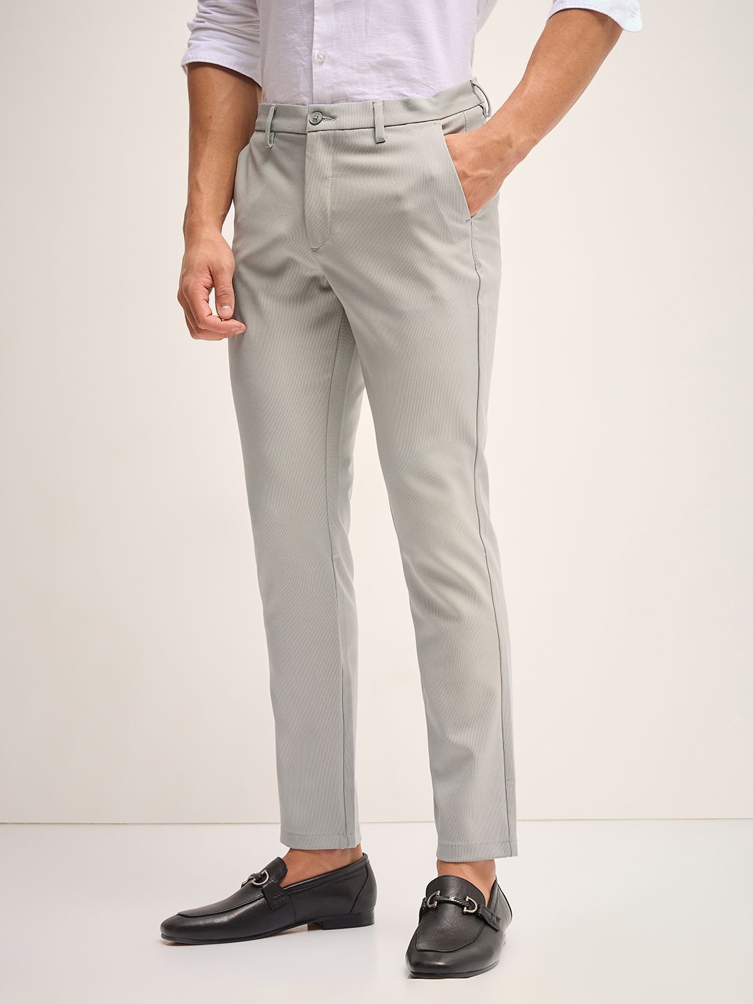 THE BEAR HOUSE Men Mid-Rise Slim Fit Formal Trousers