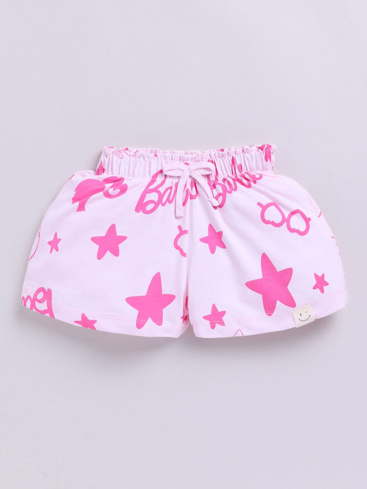 Happy Faces Kids Girls Barbie Printed Pure Cotton Shorts
