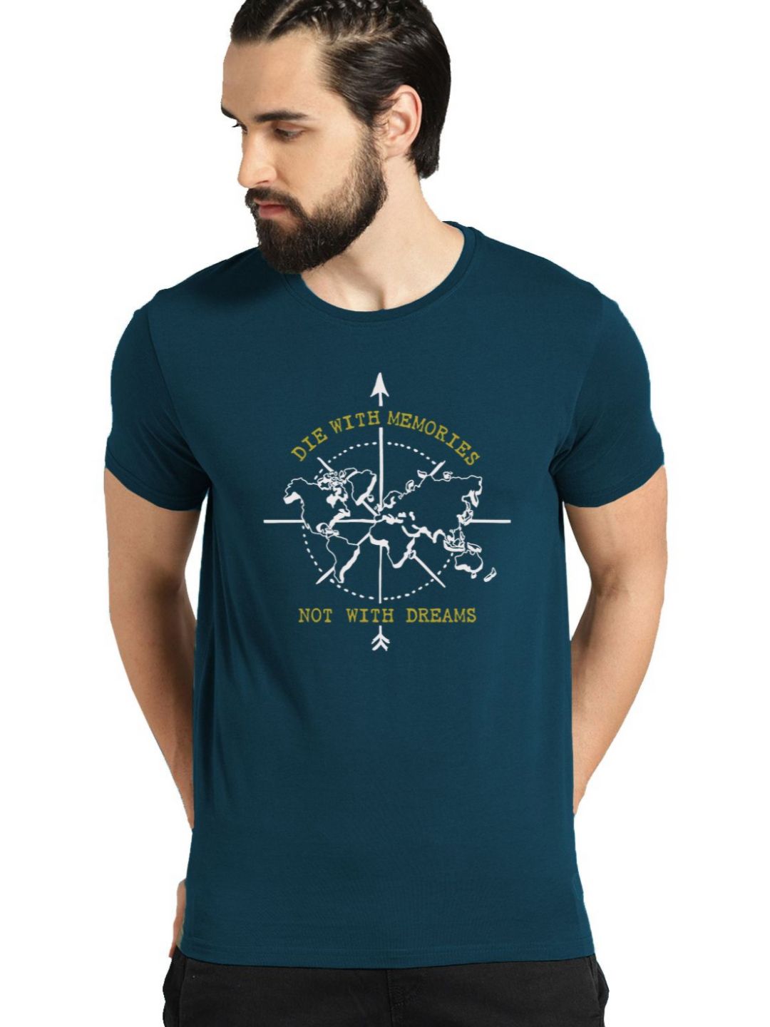 ADRO Men Pack of 3 Typography Printed Round Neck Cotton T-shirts
