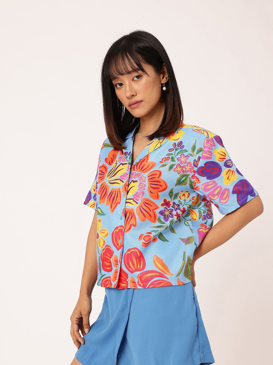 DressBerry Trendy Elegance Printed Boxy Casual Shirt
