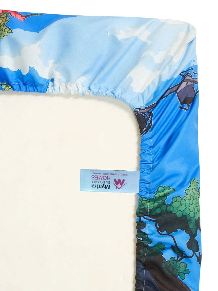 Myntra Elegant Homes Blue & Navy Blue 400 TC King Bedsheet with 2 Pillow Covers