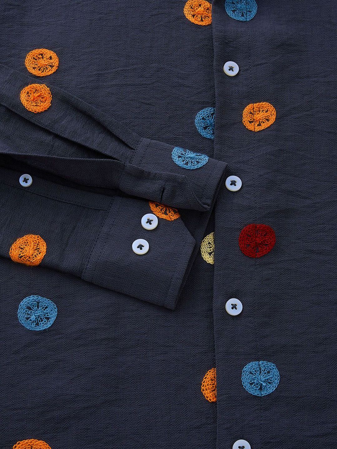 Thomas Scott Men Embroidered Regular Fit Casual Shirt