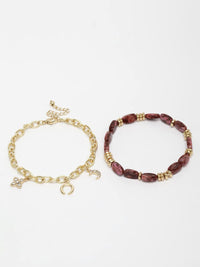 DressBerry Wanita Brass Cubic Zirconia Gelang Pesona Saduran Emas