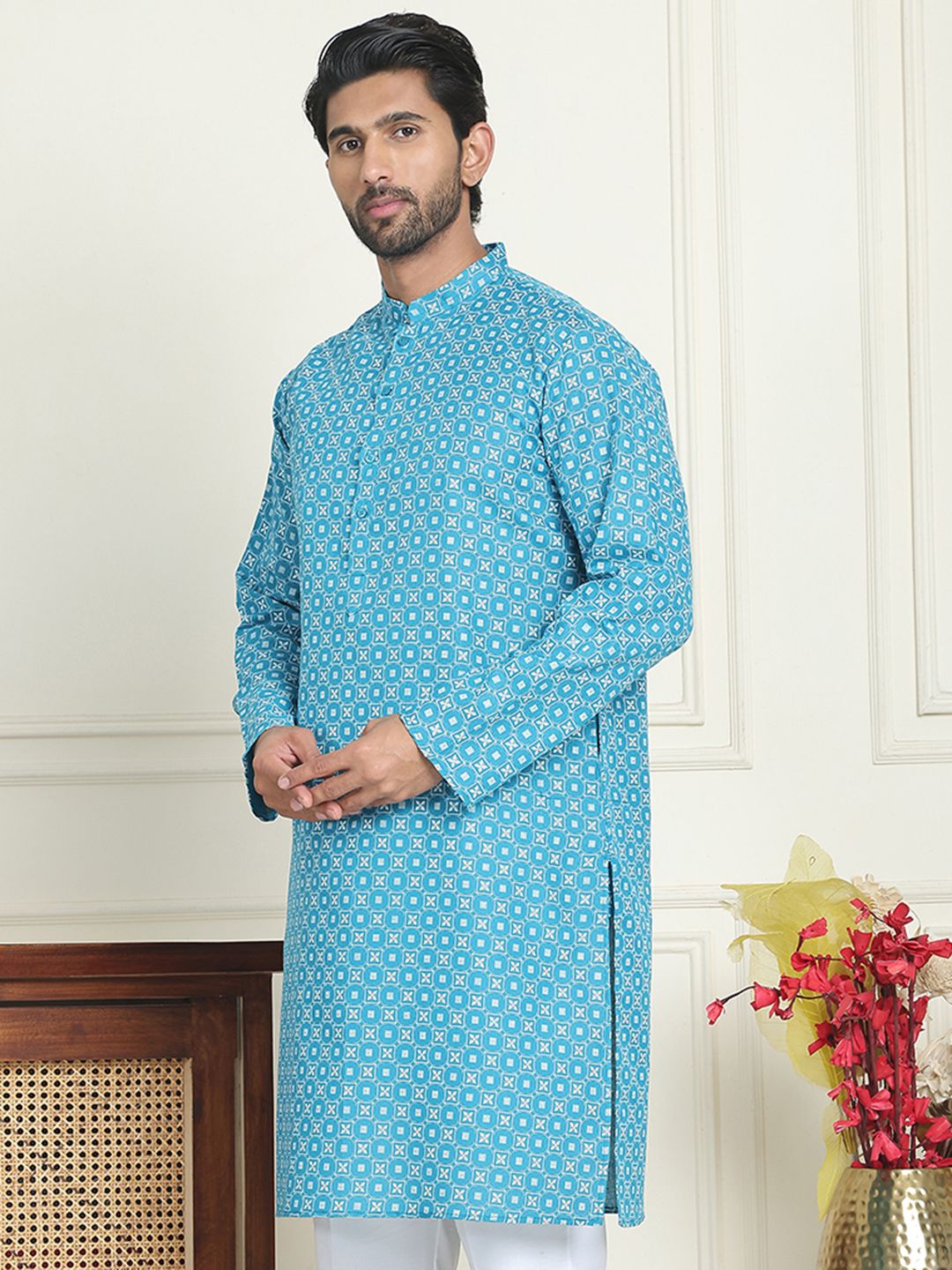 Jompers Men Geometric Printed Kurta