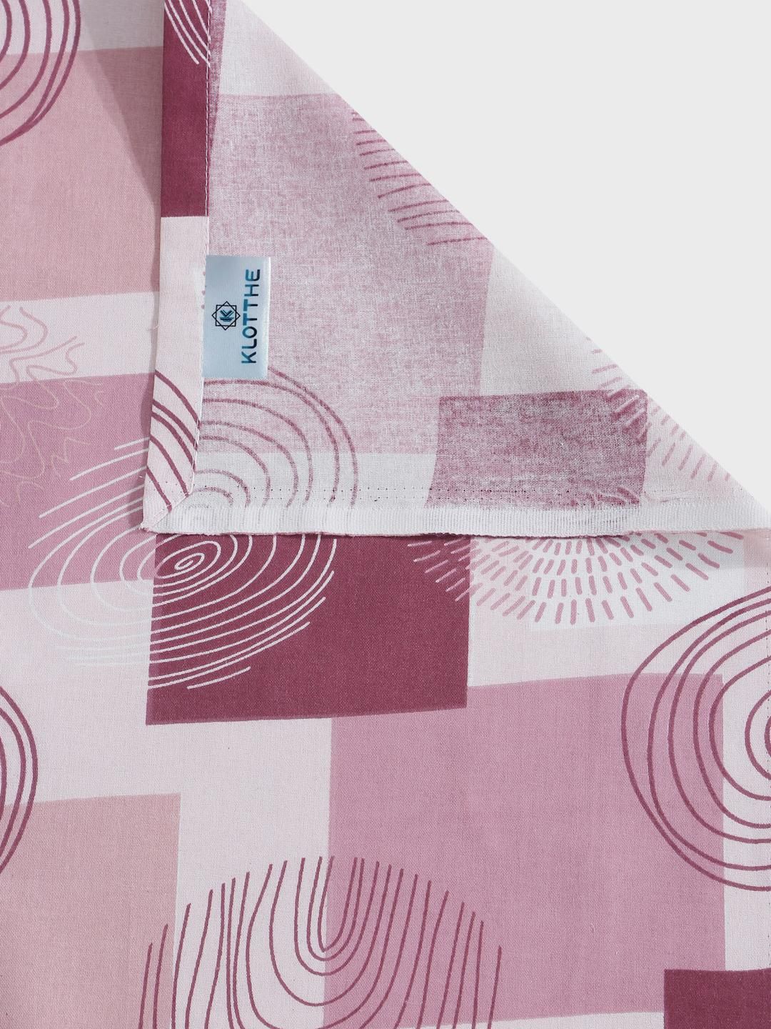 KLOTTHE Pink Geometric Cotton Single Bedsheets