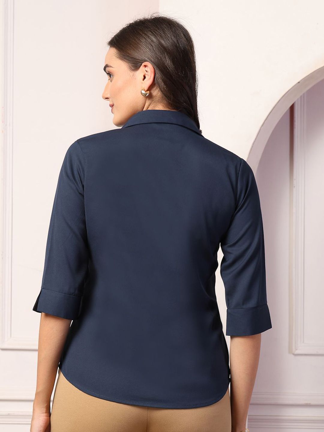 Style Quotient Women Smart Spread Collar Solid Formal Shirt