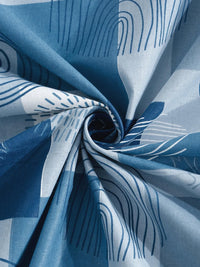 KLOTTHE Blue Geometric Cotton Single Bedsheets