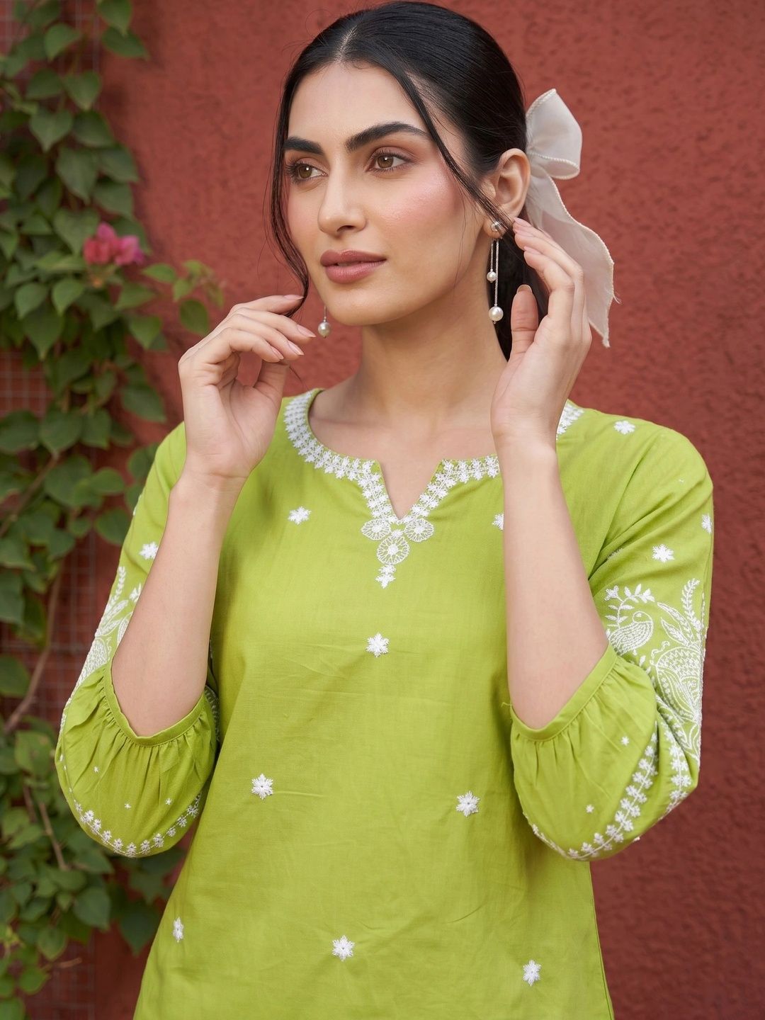 Mamicha Floral Print Puff Sleeve Cotton Top