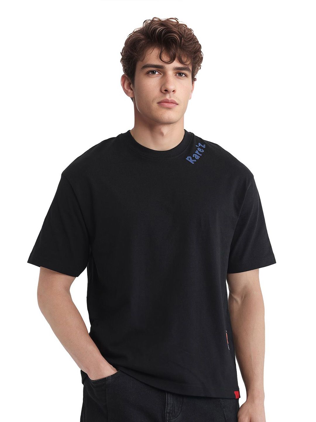 RARE RABBIT Men Graphic Printed Round Neck Cotton Oversized T-shirt