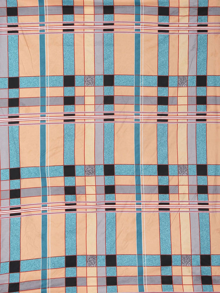 KLOTTHE Peach Geometric Polycotton 300 TC Dilengkapi Cadar King Halus dengan 2 Sarung Bantal-98 x 87 inci