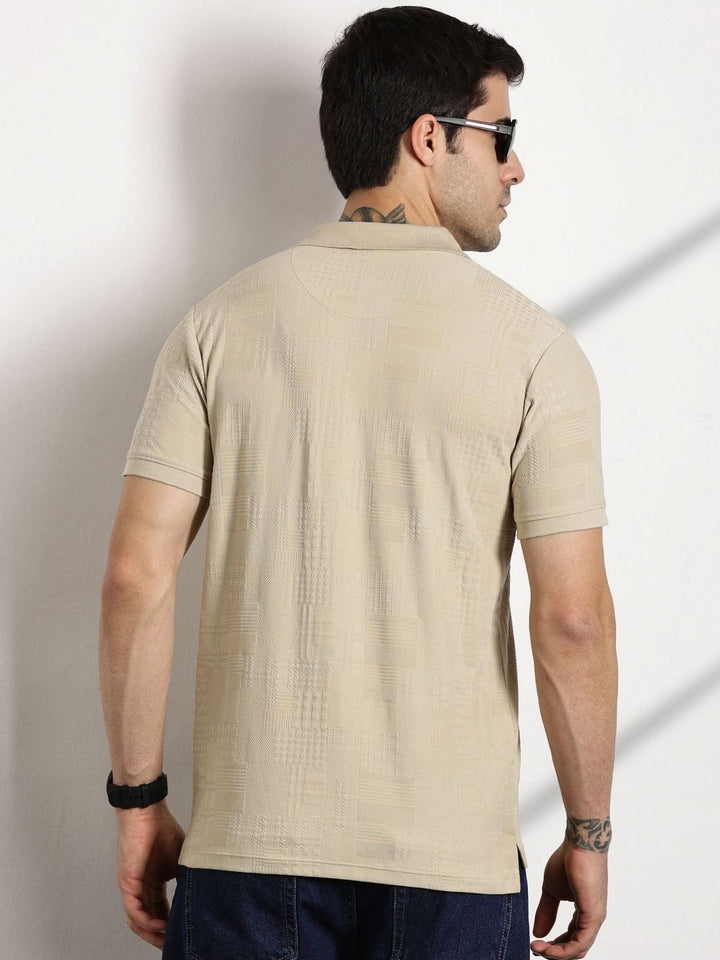 Thomas Scott Men Textured Polo Collar Regular Fit T-shirt
