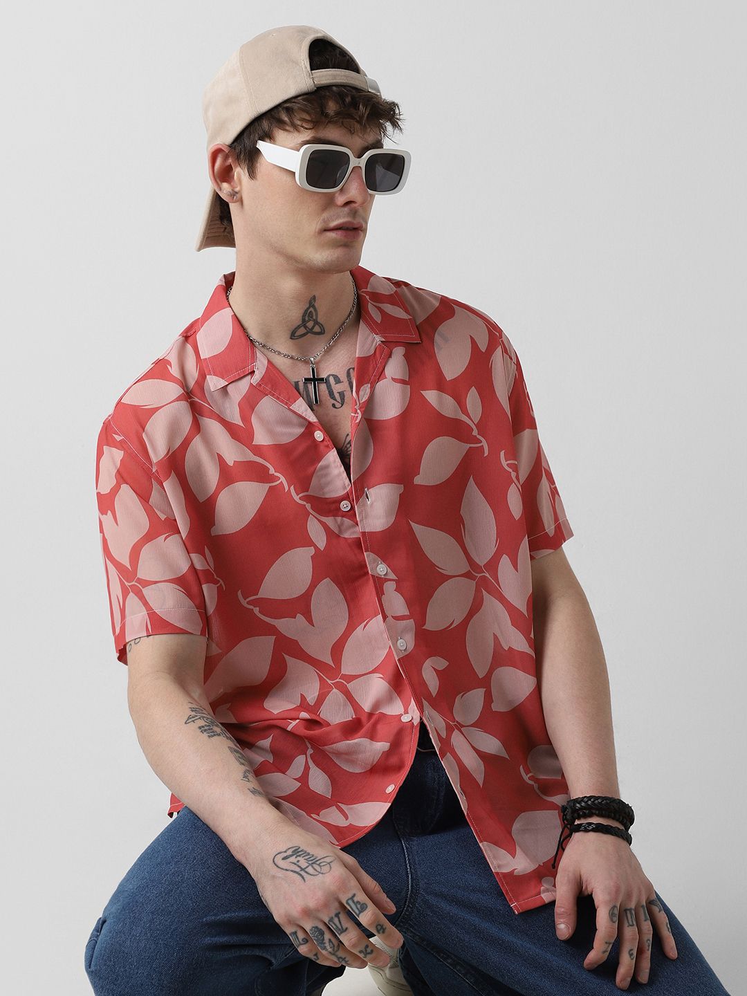 VASTRADO Men Classic Floral Printed Oversized Casual Shirt