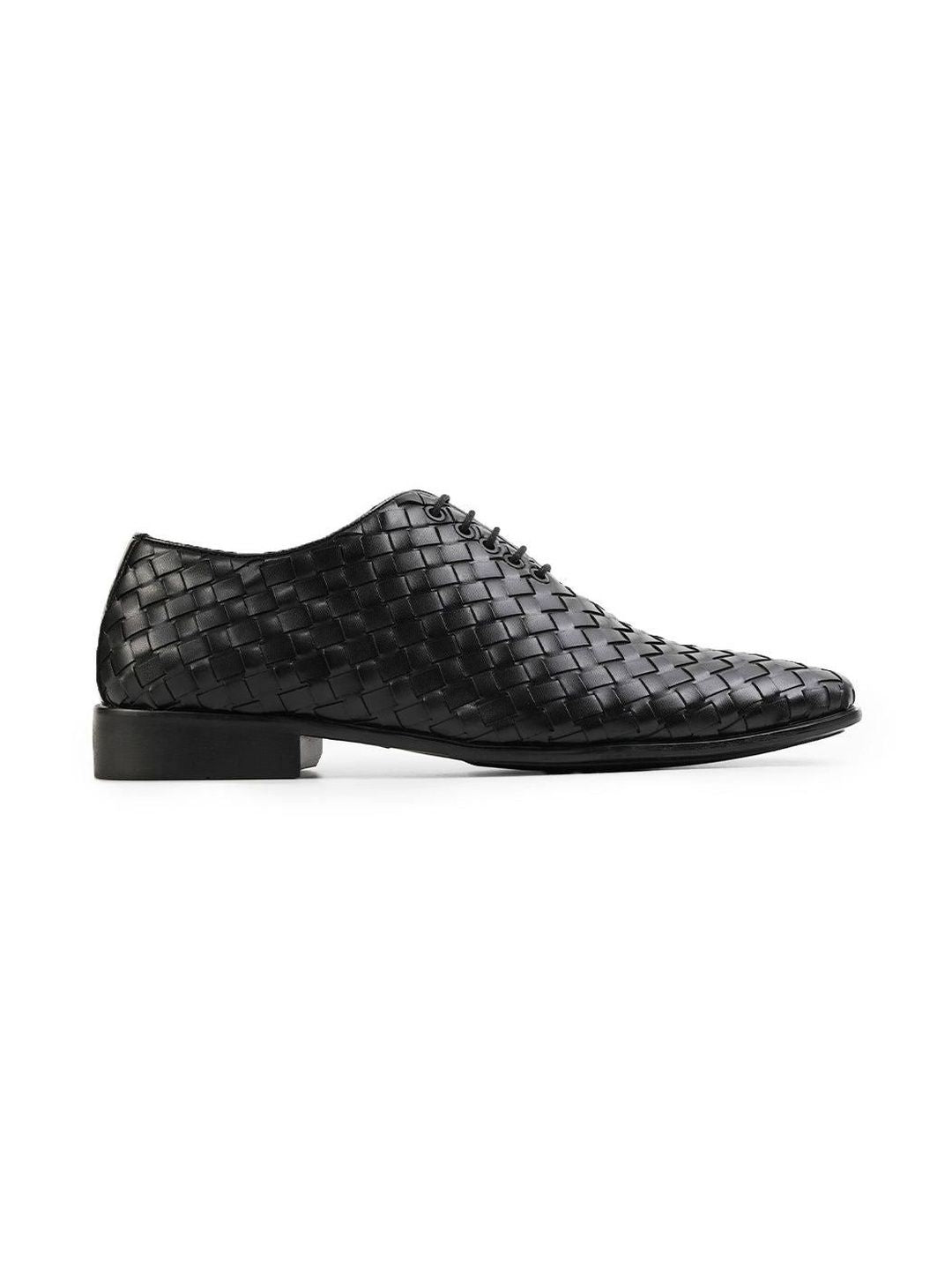 MONKSTORY Hand Woven Lace-Up Derbies - Black