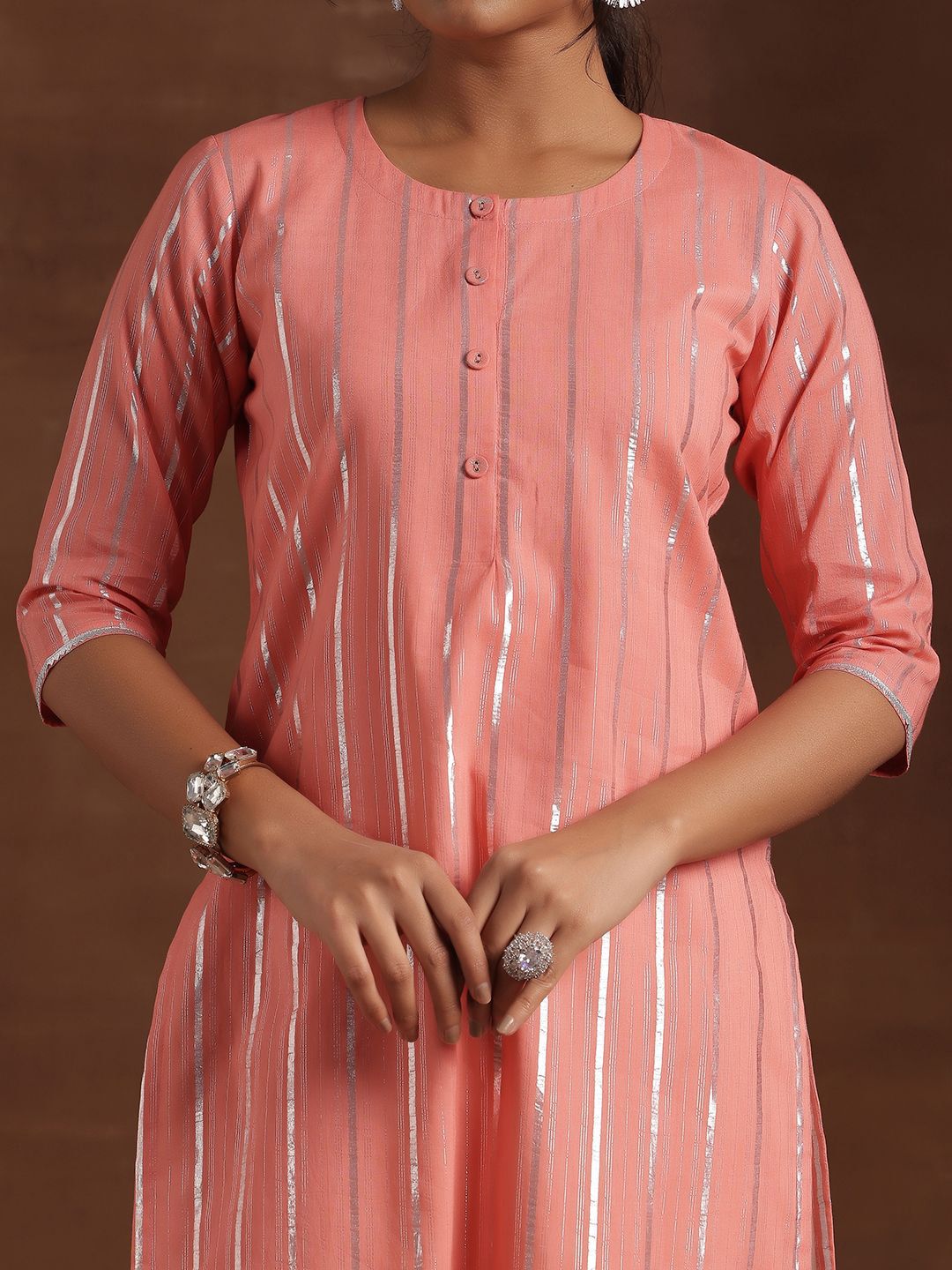 Libas Striped Gotta Patti Cotton Straight Kurta