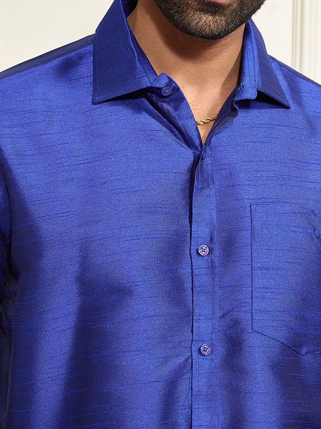 VASTRAMAY Shirt Collar Shirt With Veshti