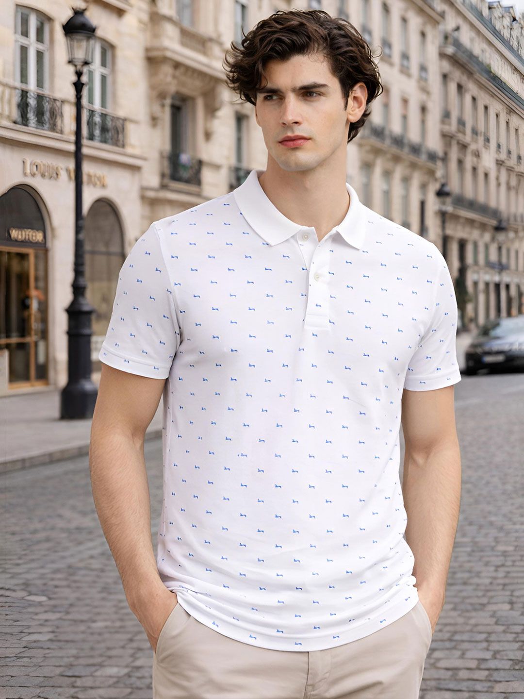 ADRO Men Printed Polo Collar T-shirt