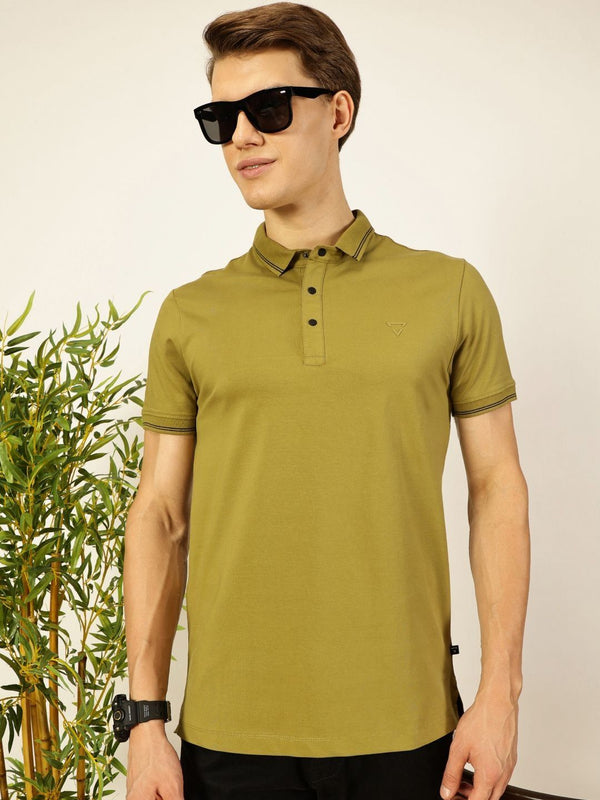 Thomas Scott Men Solid Polo Collar Cotton T-shirt
