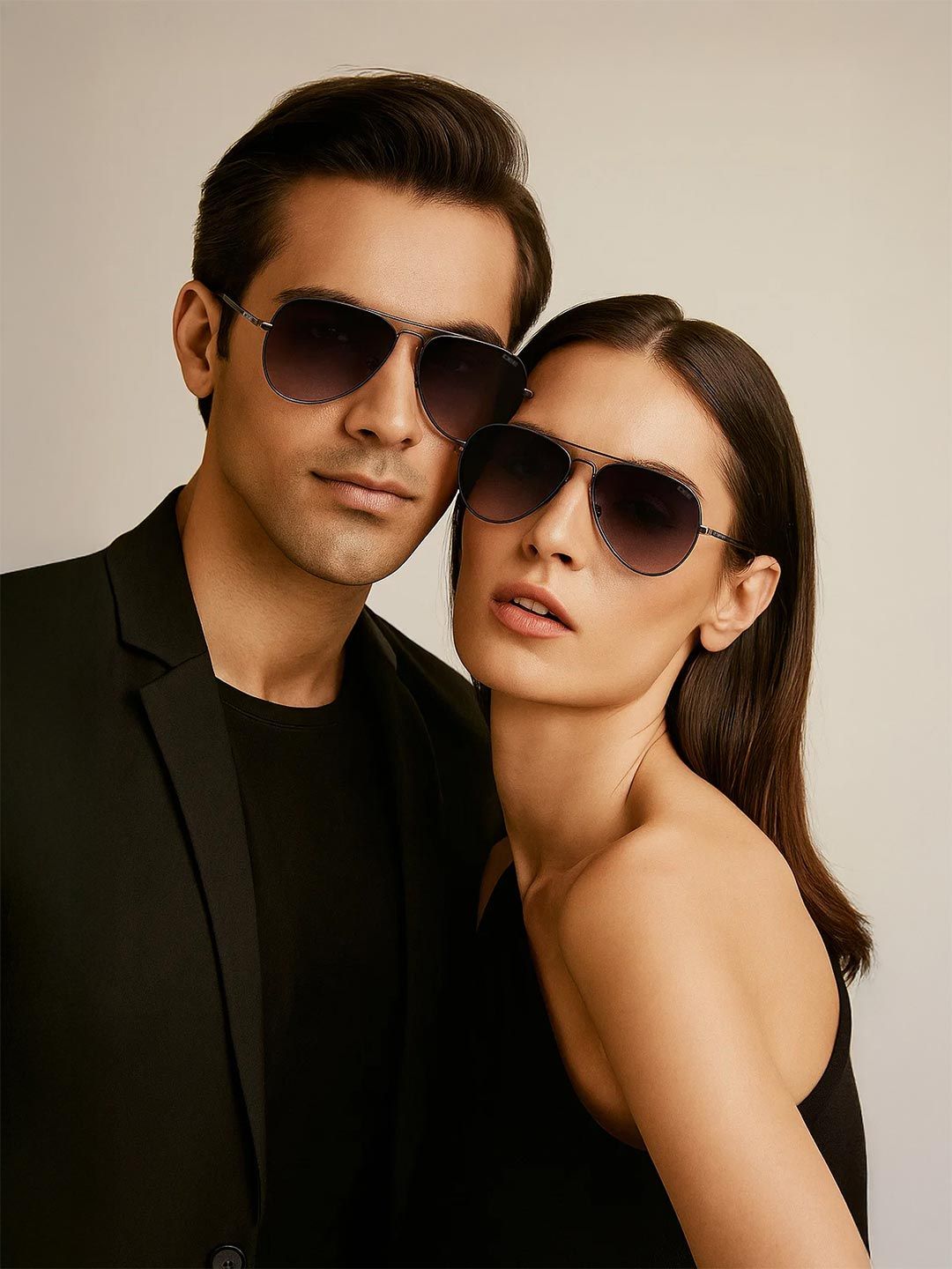 Idee Unisex Black Lens & Black Aviator Sunglasses dengan Lensa Dilindungi UV
