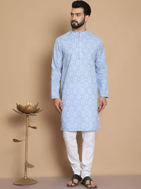 Anouk Men Ethnic Motifs Printed Regular Pure Cotton Kurta with Churidar