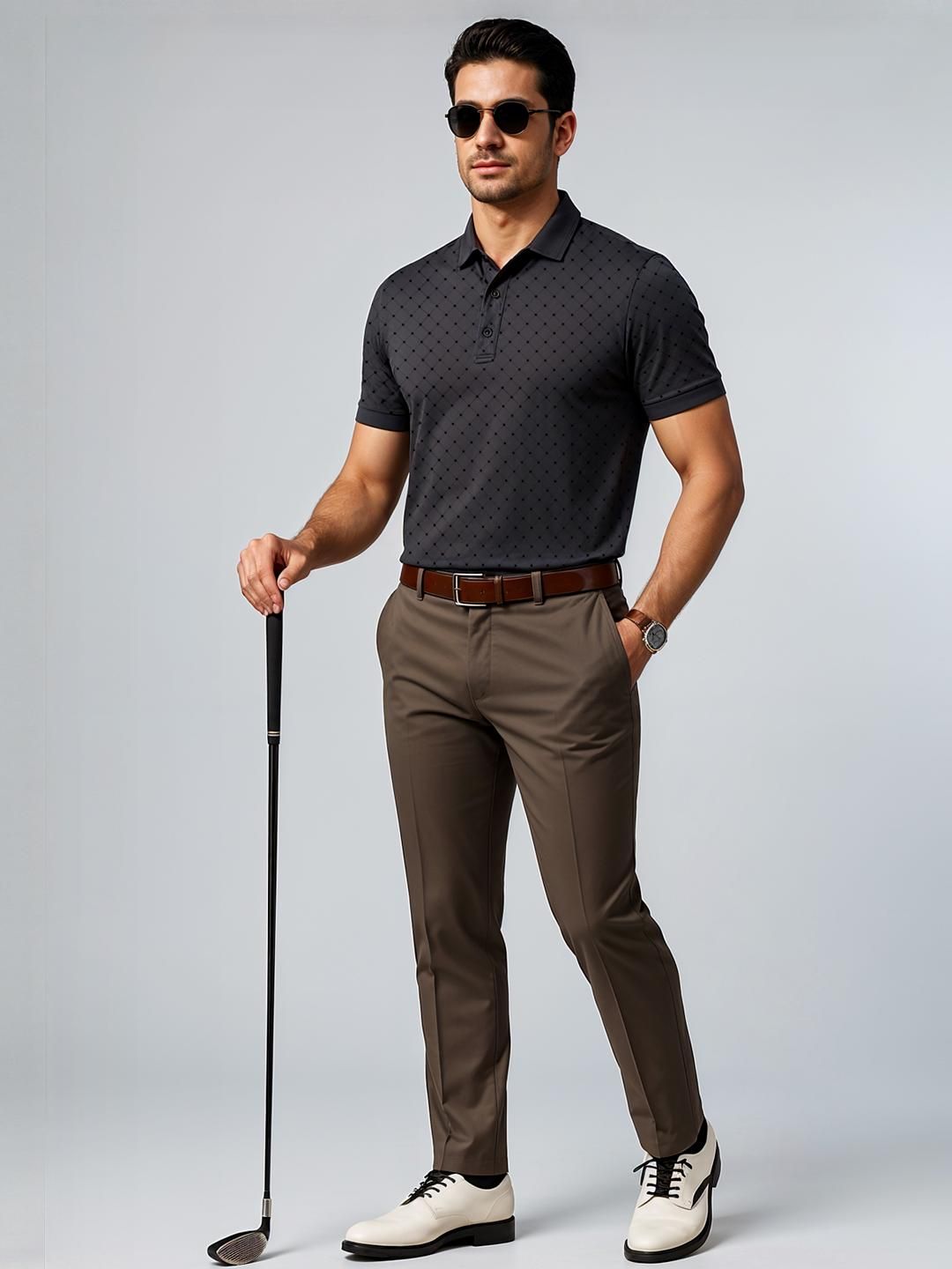 ADRO Men Grey Cotton Tshirts