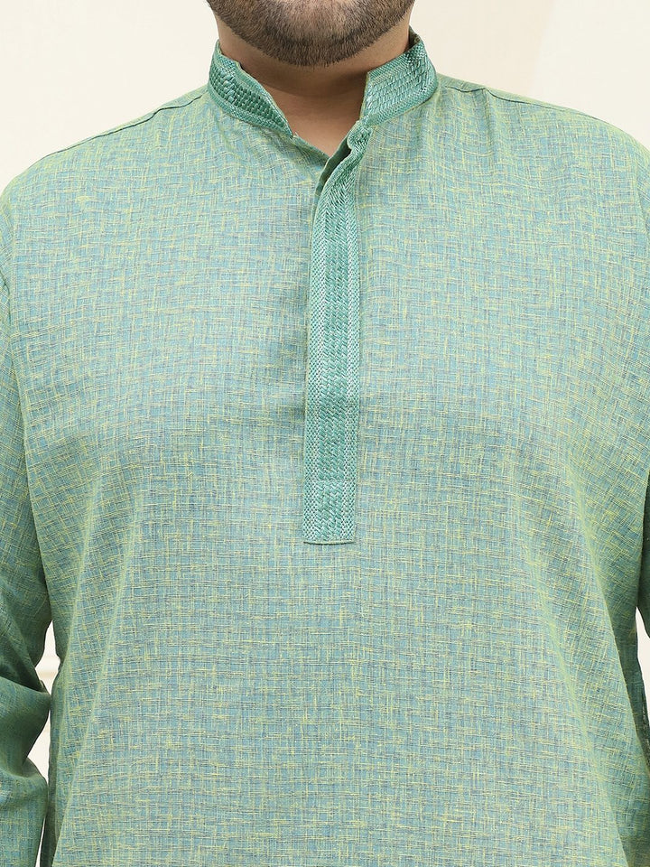 SOJANYA PLUS Kolar Mandarin Bercetak Abstrak Kurta Lurus Kapas Biasa