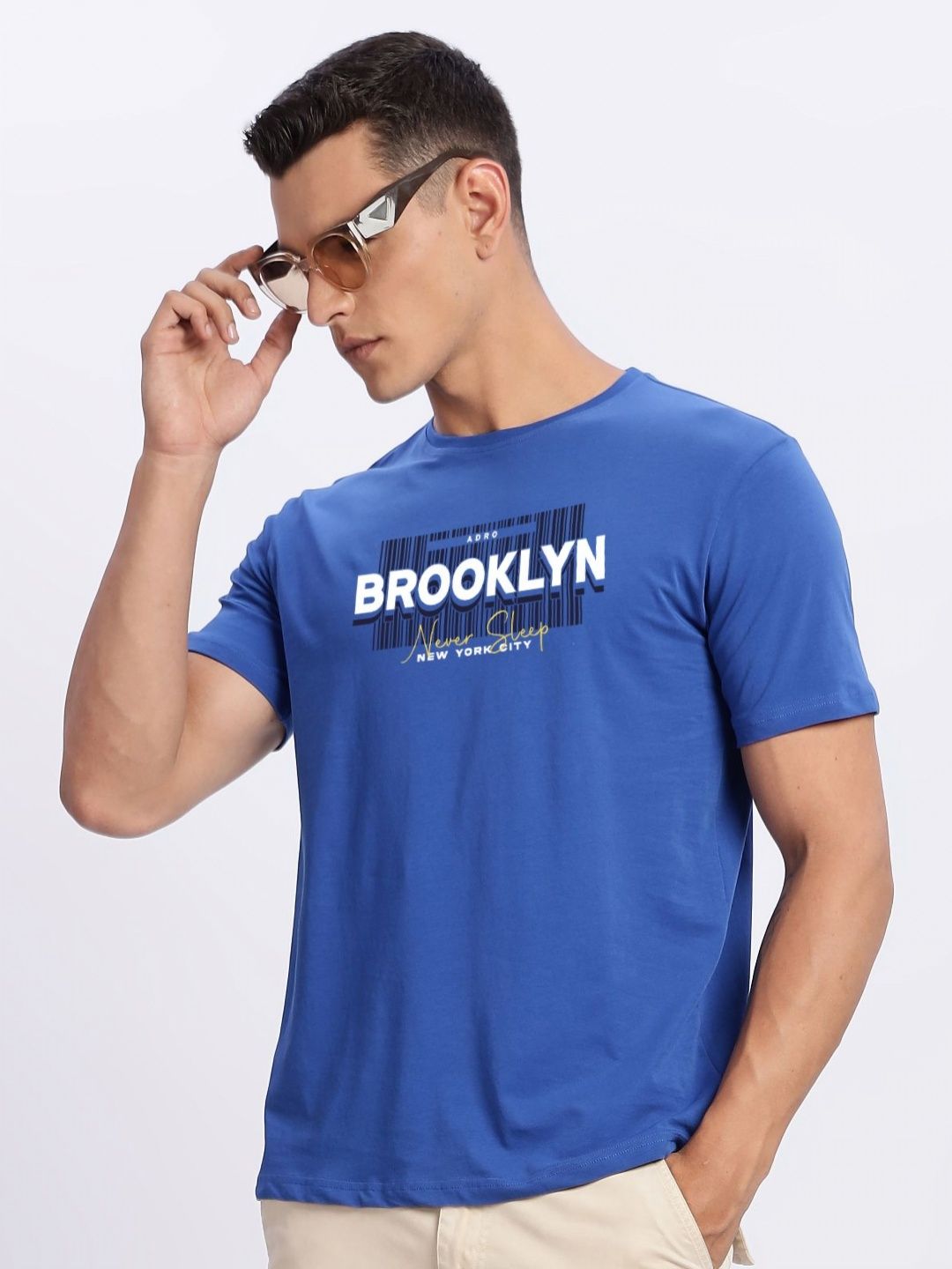 ADRO Typography Printed Round Neck Cotton T-shirt