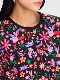 SPYKAR Women Floral Printed Tropical Pockets Boxy T-shirt
