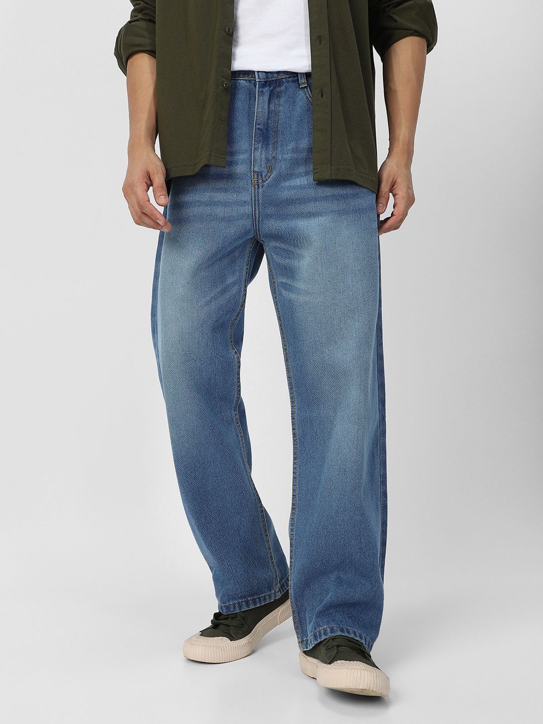 Urbano Fashion Men Loose Relaxed Fit Heavy Fade Jeans