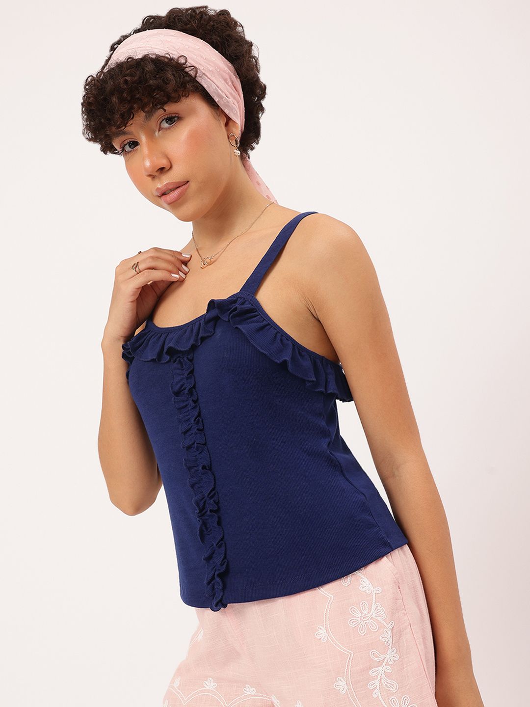 DressBerry Romantic Ruffles Ribbed Top