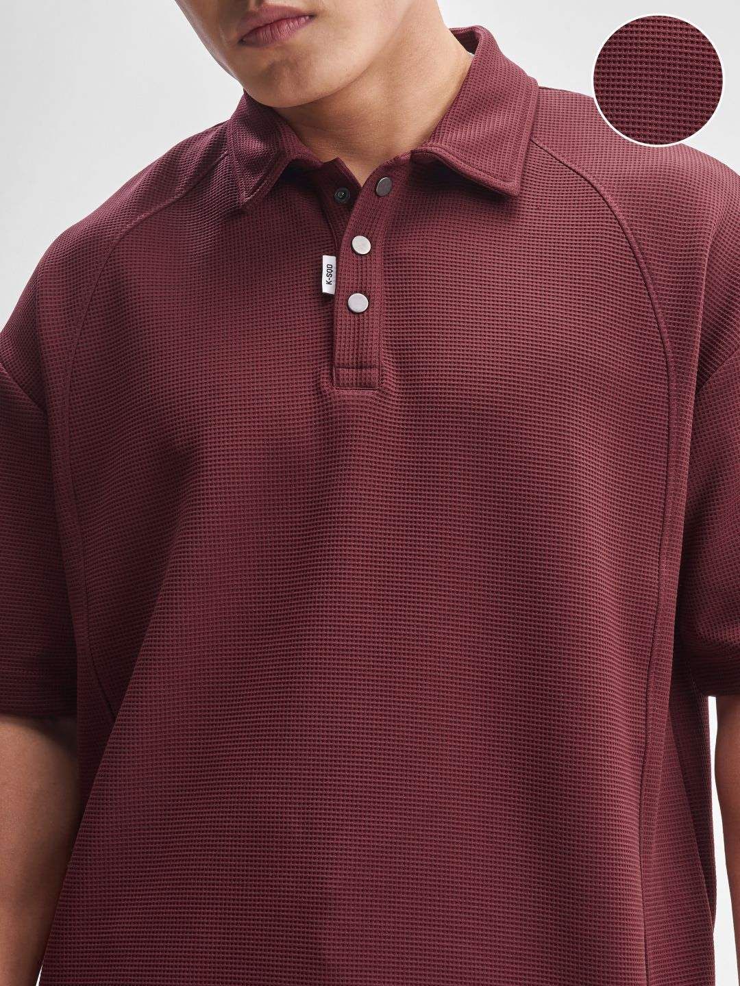 Highlander Polo Collar Drop-Shoulder Lengan T-Shirt Besar