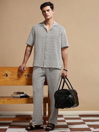 Eszett Checked Pure Cotton Shirt Collar With Trousers Co-Ord Set