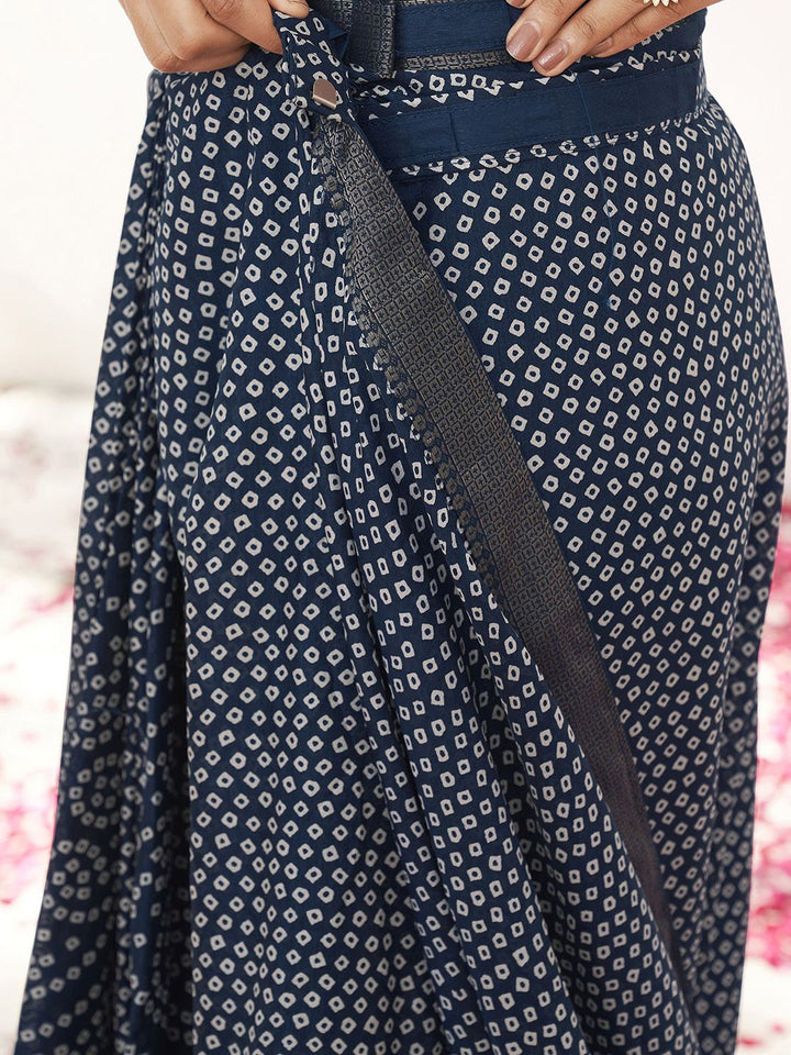 Tikhi Imli Bandhani Printed Zari Polycotton Saree