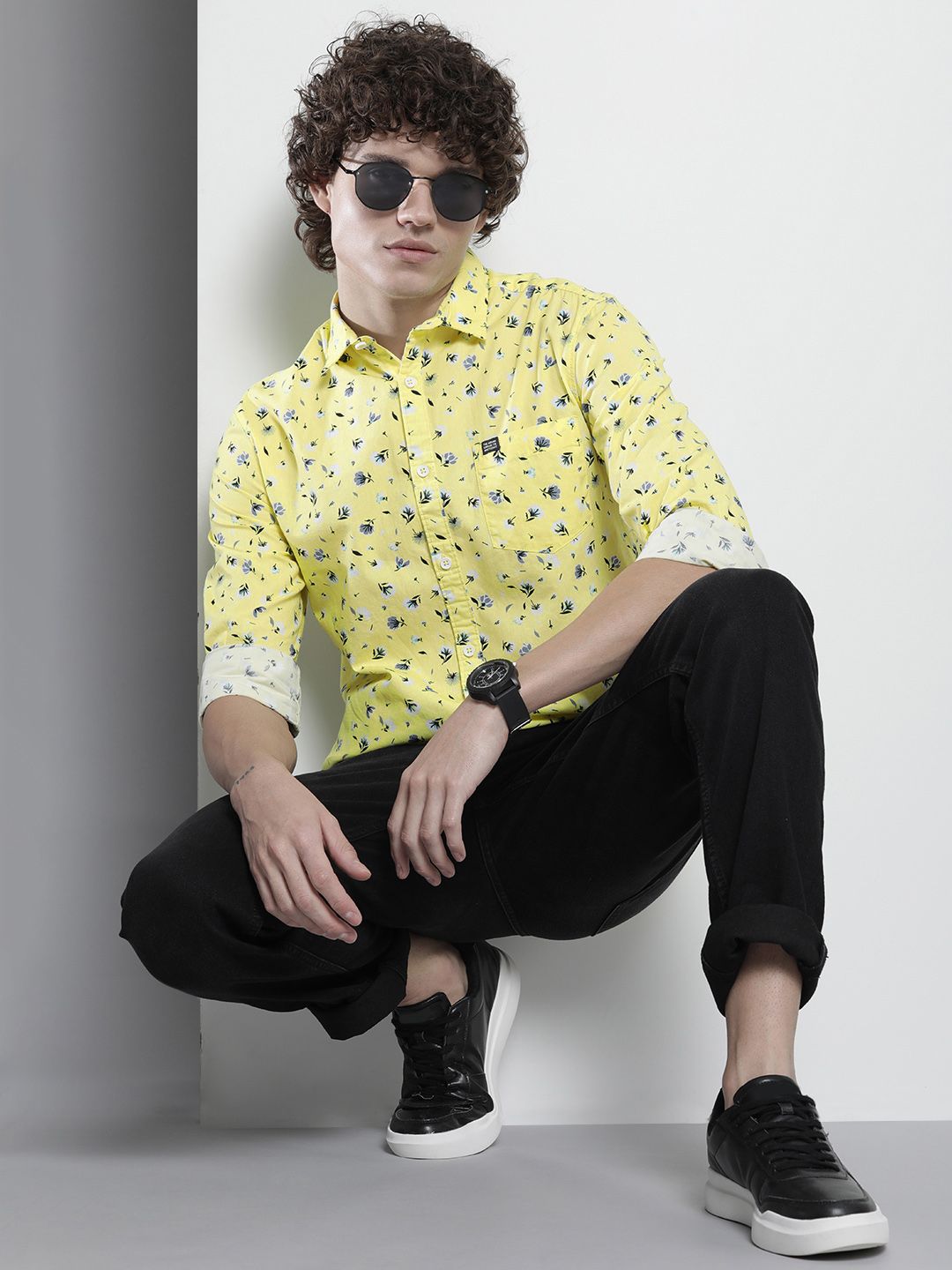 The Indian Garage Co Floral Printed Pure Cotton Casual Shirt