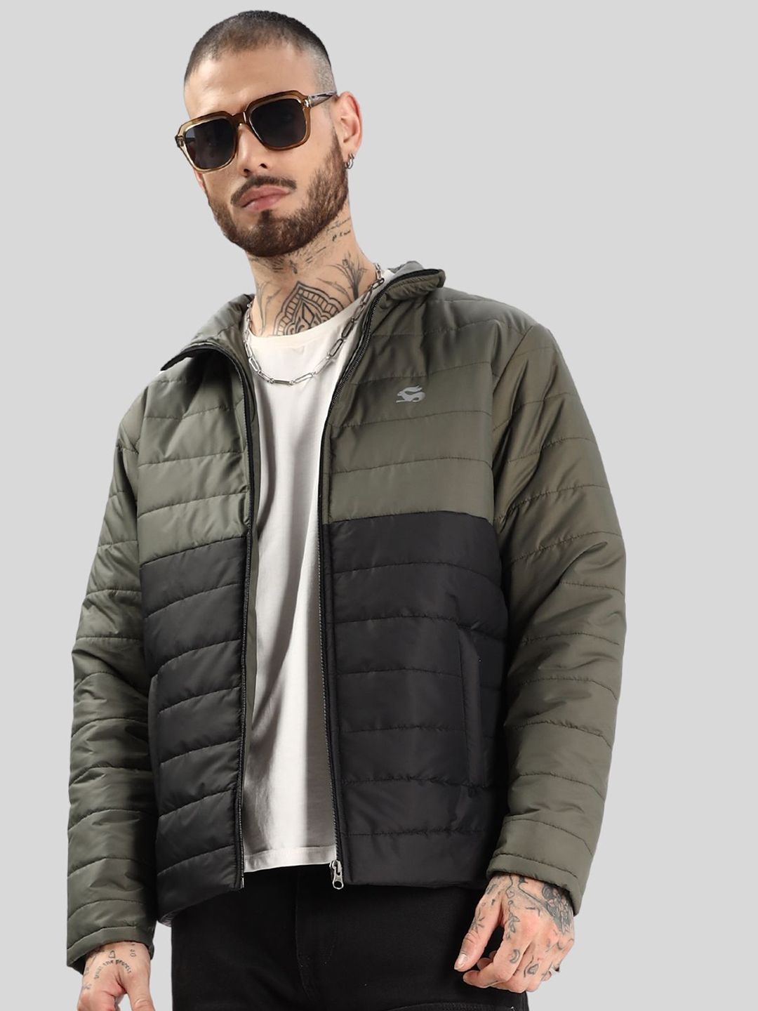 ADRO Men Colourblocked Windcheater Bomber Jacket
