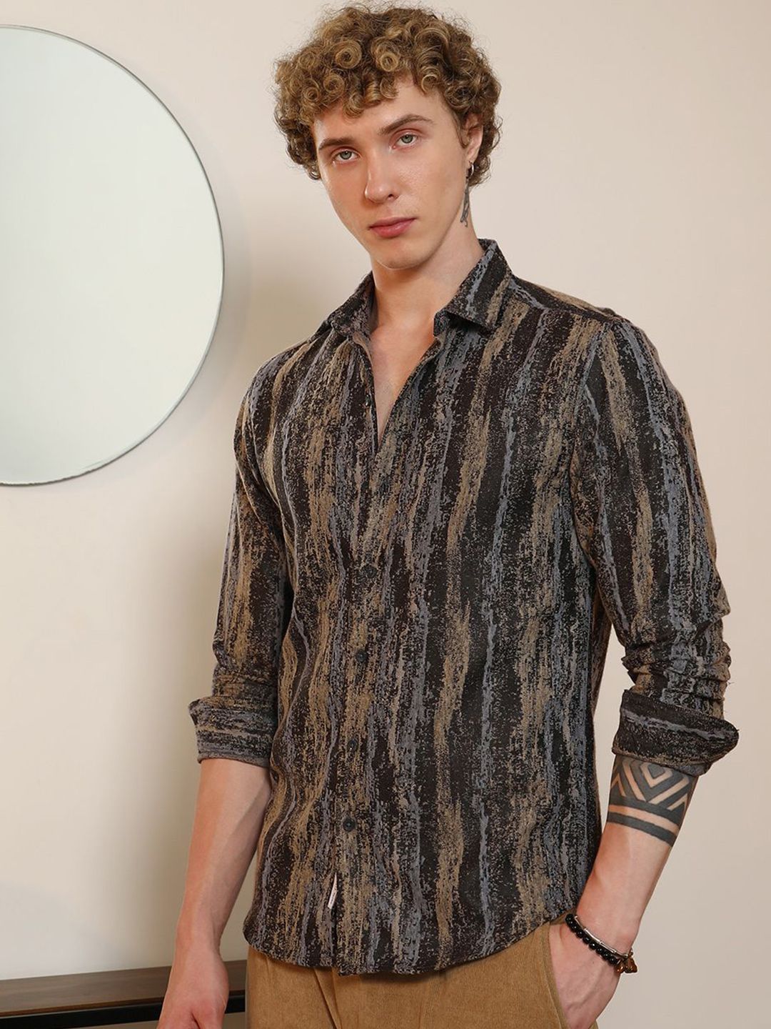 Campus Sutra Men Comfort Fit Multi Striped Spread Collar Cotton Casual Shirt